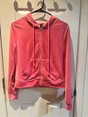 Pink Velvet Zip-Up Hoodie Jacket